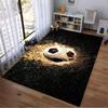 Fiery Soccer Ball Rug with Black Grass Background, Modern Design Suitable for Use As an Anti-slip for Living Room Bedroom Sofas