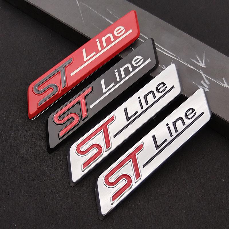 cjbkmg1 3D Metal STLine ST Line Emblem Car Fender Rear Trunk Badge Decals Sticker For Ford Focus Fiesta Mondeo Decorative Accessories