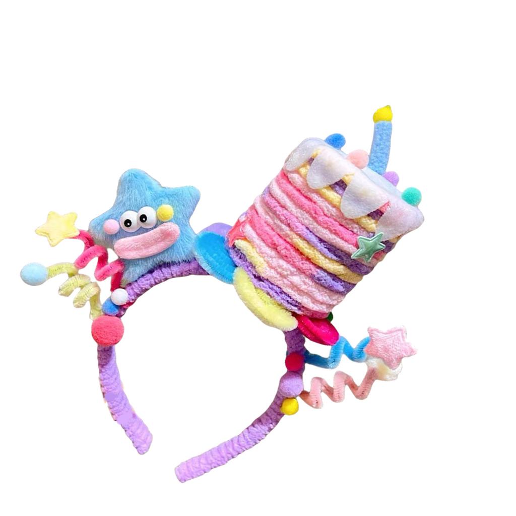Party Star Purple Cake Hair Decoration Headpieces Adjustable Twisted Bar Birthday Headband for Women and Girls