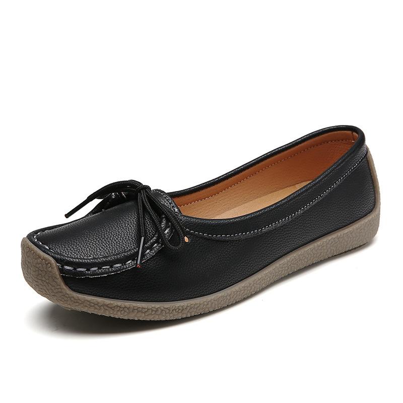 

Туфли Doudou из коровьей кожи на плоской подошве, нескользящие туфли-улитки, женские повседневные туфли на плоском каблуке с мягкой подошвой, одинарные туфли, обувь для беременных женщин 41 чёрный