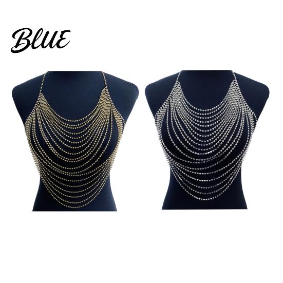 Women Body Chain Versatile Rhinestone Chest Multi Layer Design Lightweight