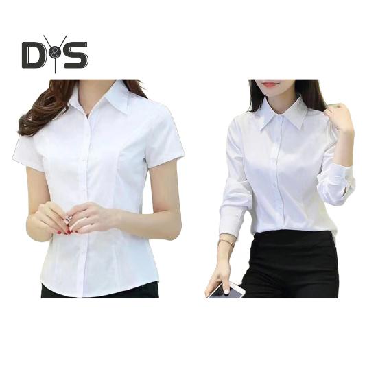 Women Shirt Lapel Short Sleeve Buttons Placket Shirt Tops Solid Color Slim Fit Office Business Shirt Workwear