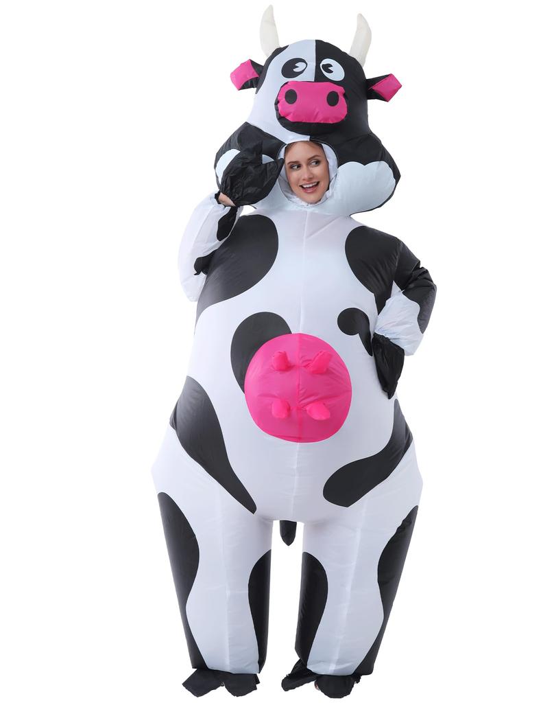 JOYBRO Inflatable Dairy Cow Costume for Adults Funny Animal Costume Perfect for and Christmas One Size Fits Most Halloween, Cosplay, Parties,