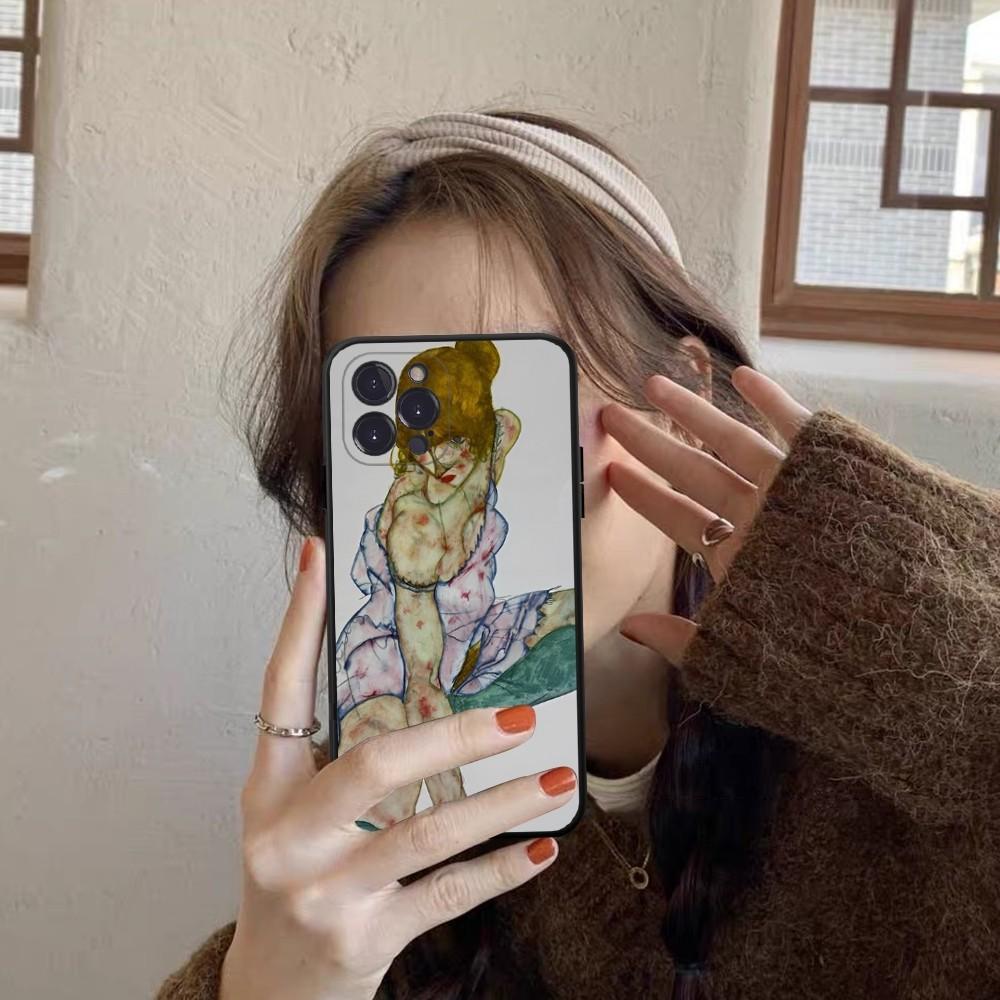 Egon Schiele Phone Case For iPhone 14 11 12 13 Mini Pro Max 8 7 6 6S Plus X SE 2020 XR XS Funda Case