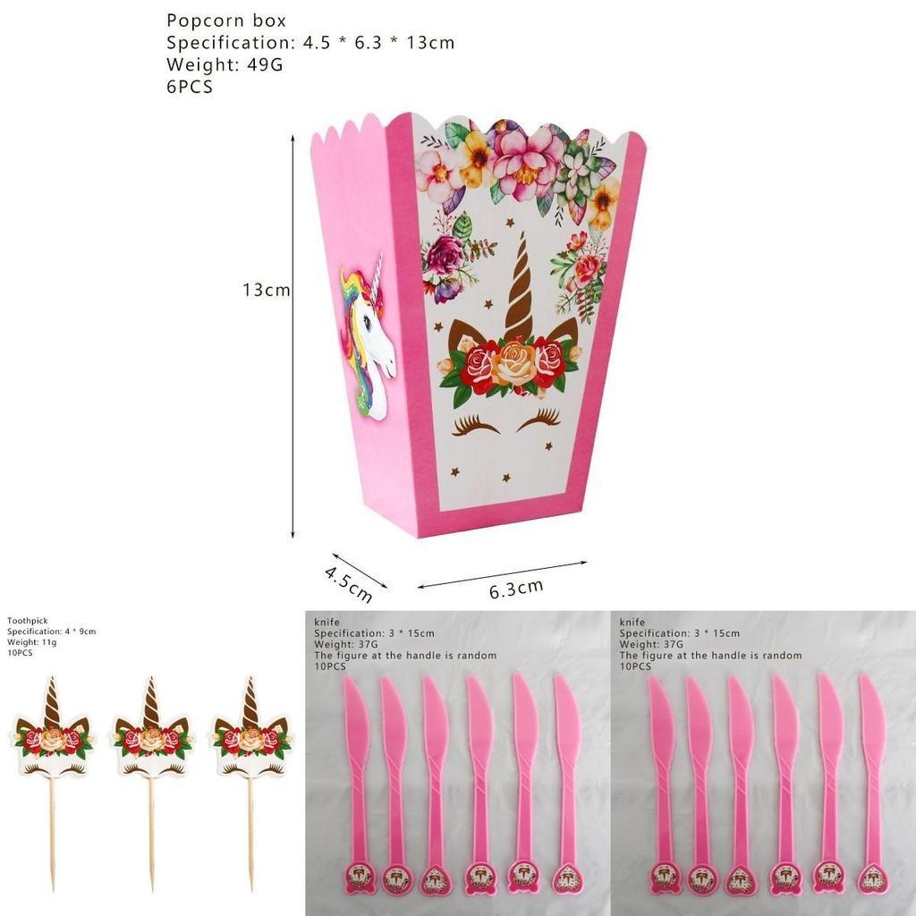 Wreath Unicorn Kids Birthday Party Supplies Colorful Tableware Plates Cup And Forks