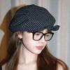 Thin Striped Berets Cotton and Linen Painter Caps Vintage Octagonal Hat  Ladies