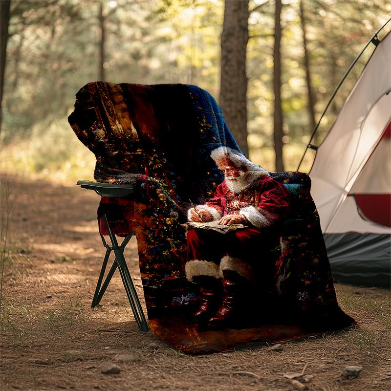 Christmas Santa Claus Theme Printed Blanket - Perfect for Couch, Bed, Travel & Outdoor Use | Machine Washable, Cozy & Durable.