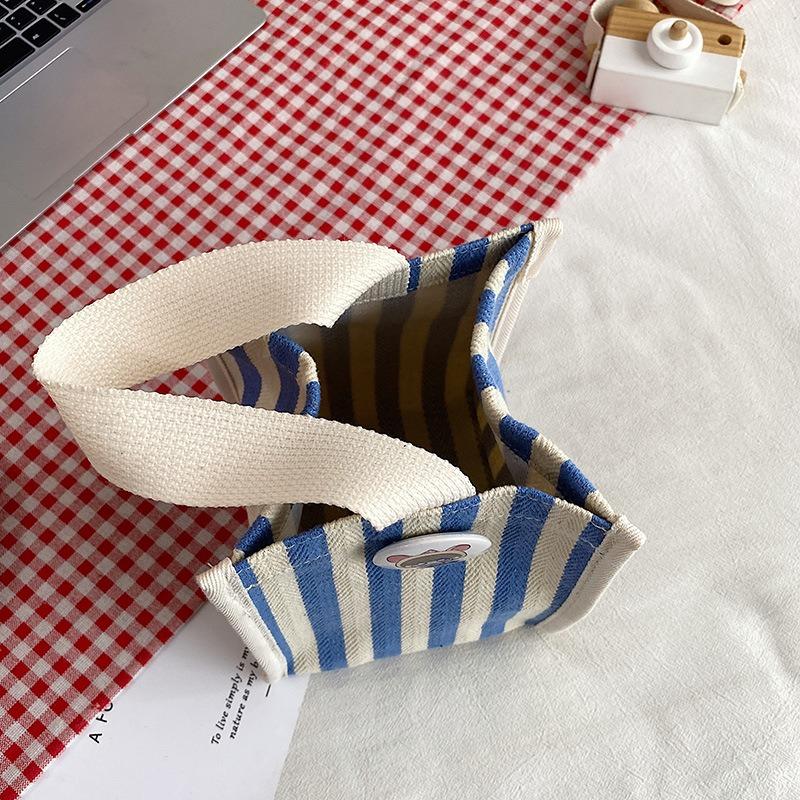 Canvas Bag New Women's Bag Fashion Striped Handbag Change Bag Small Square Bag