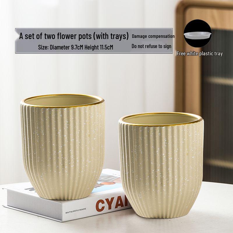 Nordic High-Leg Ceramic Orchid Pot: Durable, Artistic for Home or Balcony Use