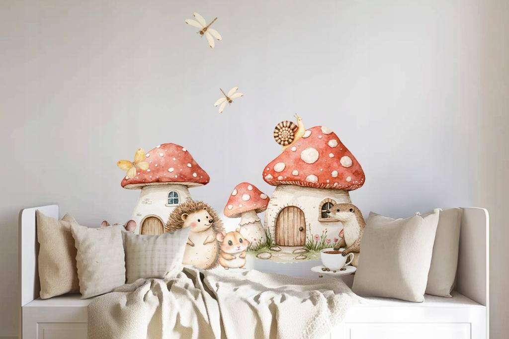 Forest Village Animals Mushrooms Wall Stickers For Children'S Room