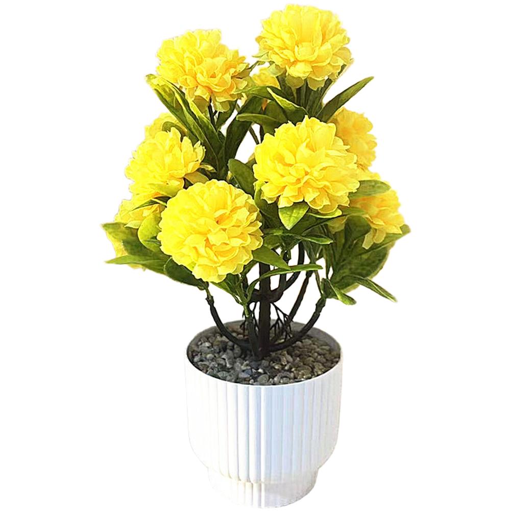 

Artificial Chrysanthemum Simulation Ball with Silk Blooms and Plastic Pot for Use as Tabletop and Indoor Decor жёлтый