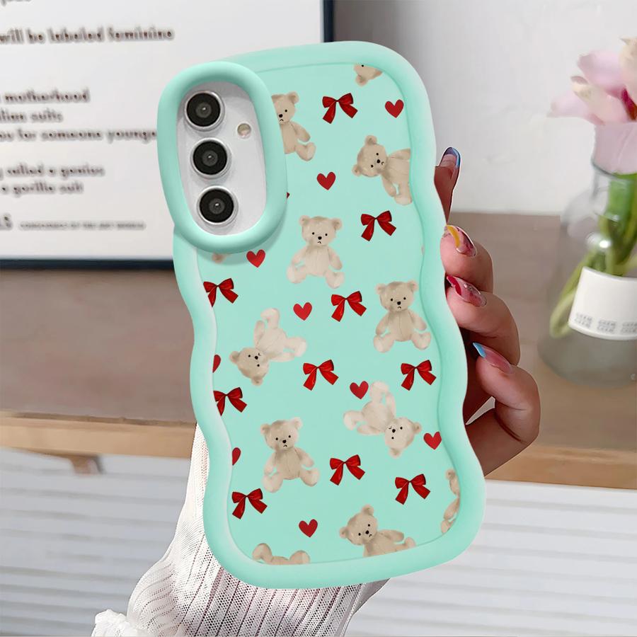 Cute Bow Bear Case for Samsung Galaxy A11 A14 A13 A21s A16 A15 A12 A52 Soft Phone Cover A22 A04 A06 A53 A23 A05 A03 A33