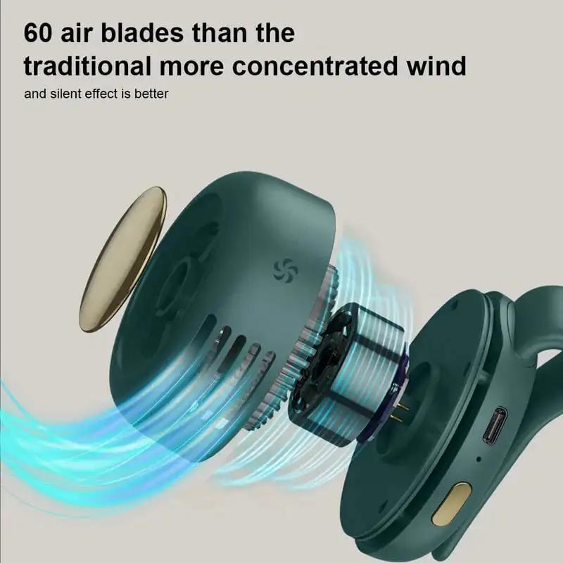 Small Whirlwind Clip Waist Neck Fan USB Rechargeable Bladeless Electric Fan Summer Mini Portable Hands-Free Cooling Fan