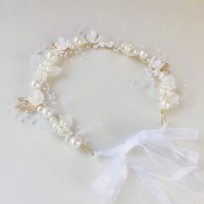 High Quality1/3/4 Pieces Girls' White Flower Crown with Artificial Pearls - Suitable for Daily Wear, Parties, Birthdays, Dances and Other Occasions