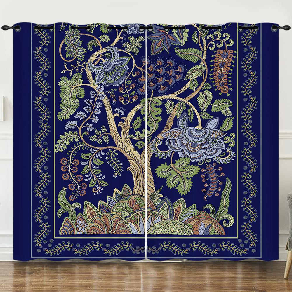 Curtain Wish Tree Owl 3D Digital Printing Blackout Curtain Punching