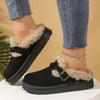Fashion Casual Metal Buckle Decoration Cotton Outdoor Slippers Women 2025 Winter Thick Bottom Ankle Snow Boots Warm Short Plush Shoes