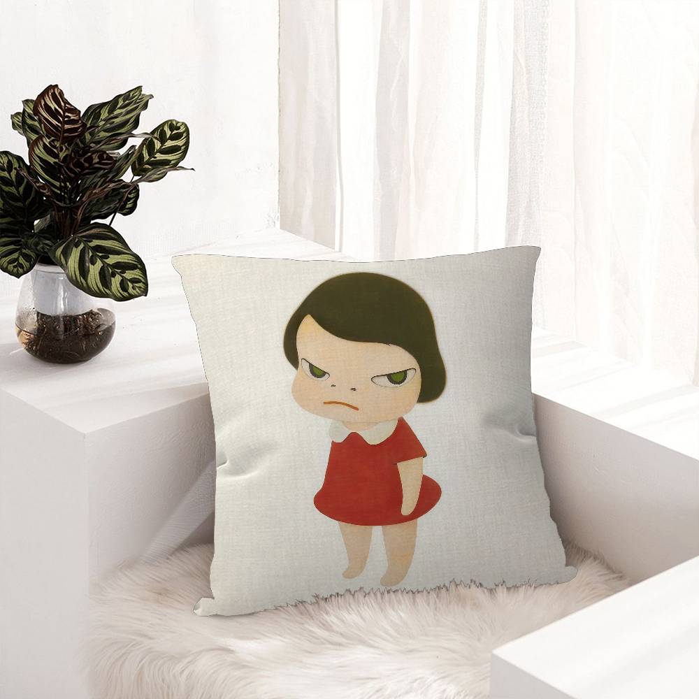 Creative Yoshitomo Nara Decorative Room Aesthetics Pillow Case Home Decor Bedroom Sofa Bed Couch Pillow Cover 45x45