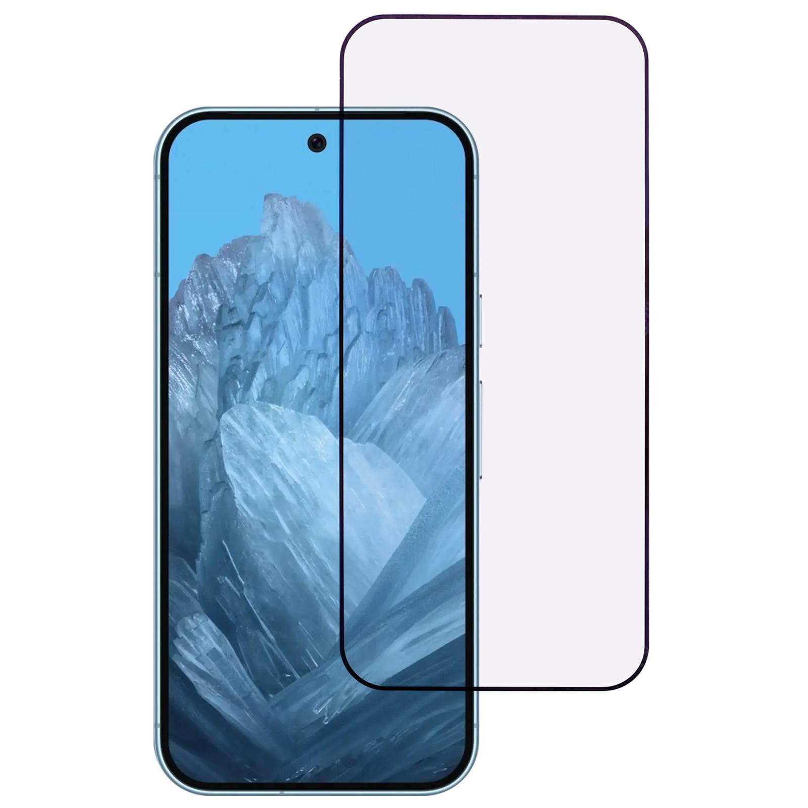 

For Google Pixel 9 Pro XL High Aluminium-Silicon Glass Screen Protector Purple Light Protection Silk Printing Screen Film Type A