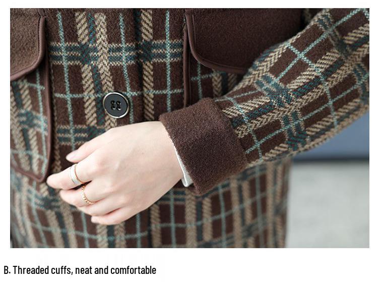 Stylish Petite Cashmere Coat: Slimming Plaid Design for Middle-Aged & Elderly Women, Perfect for Autumn & Winter