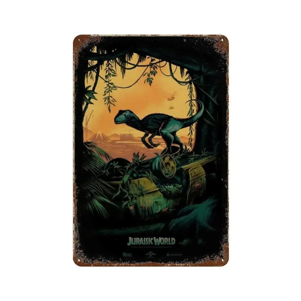 Jurassic Park Dinosaur Science Fiction Movie Sign Decor Metal Plate Poster Vintage Tin Sign Garage Man Cave Plaque Decoration