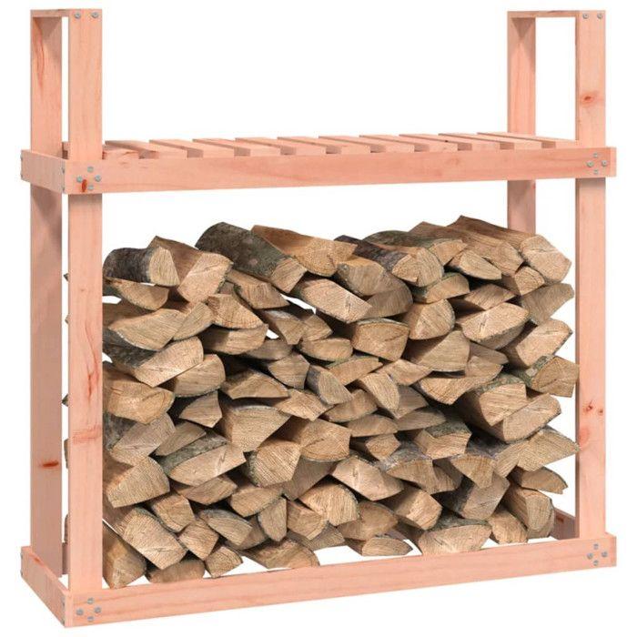 Support à bûches - Bois de douglas - 110x35x108,5 cm - Marron - Rangement extérieur - Mixte