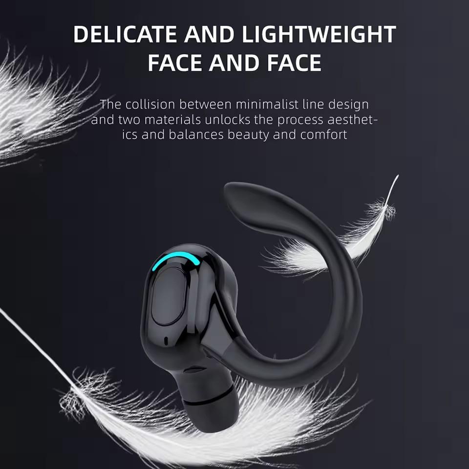 1PC Bluetooth 5.2 Wireless Earphone Ear Hook Mini Business Headphone HIFI Bass Noise Cancelling Sports Gaming Earbuds