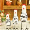 3Pcs Hand Painted Chicken Ornament Wood Chicken Figurine Rooster Gifts