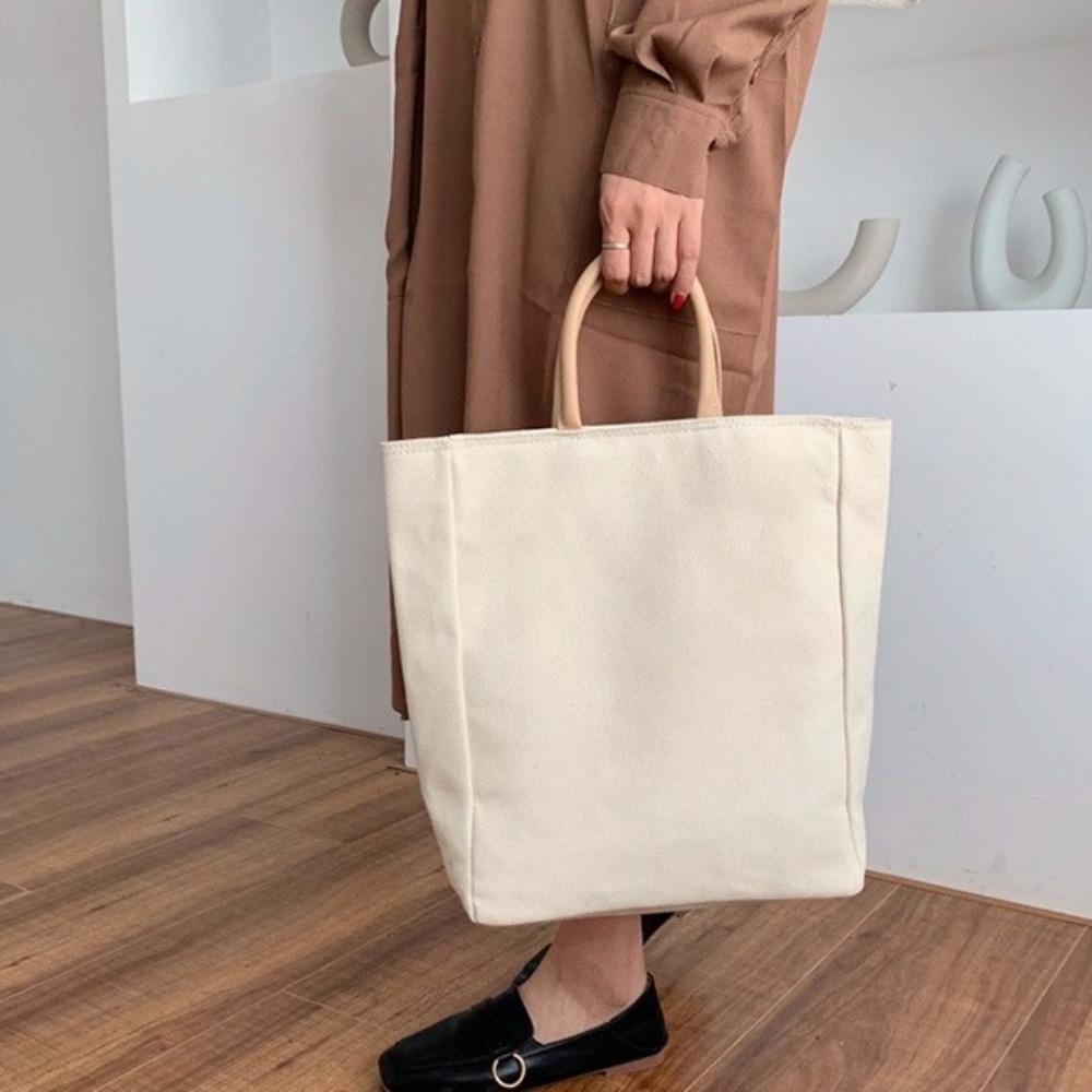 Multifunctional Canvas Tote Bag Large Capacity Student Schoolbag Simple Women Handbag Outdoor