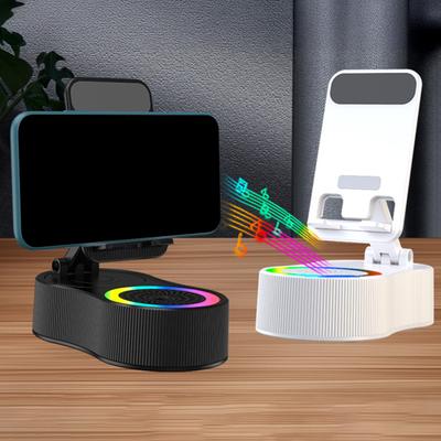 360 Degrees Rotatable Phone Stand with Wireless Bluetooth-compatible Speaker RGB Light Height Adjustable Cell Phone Holder