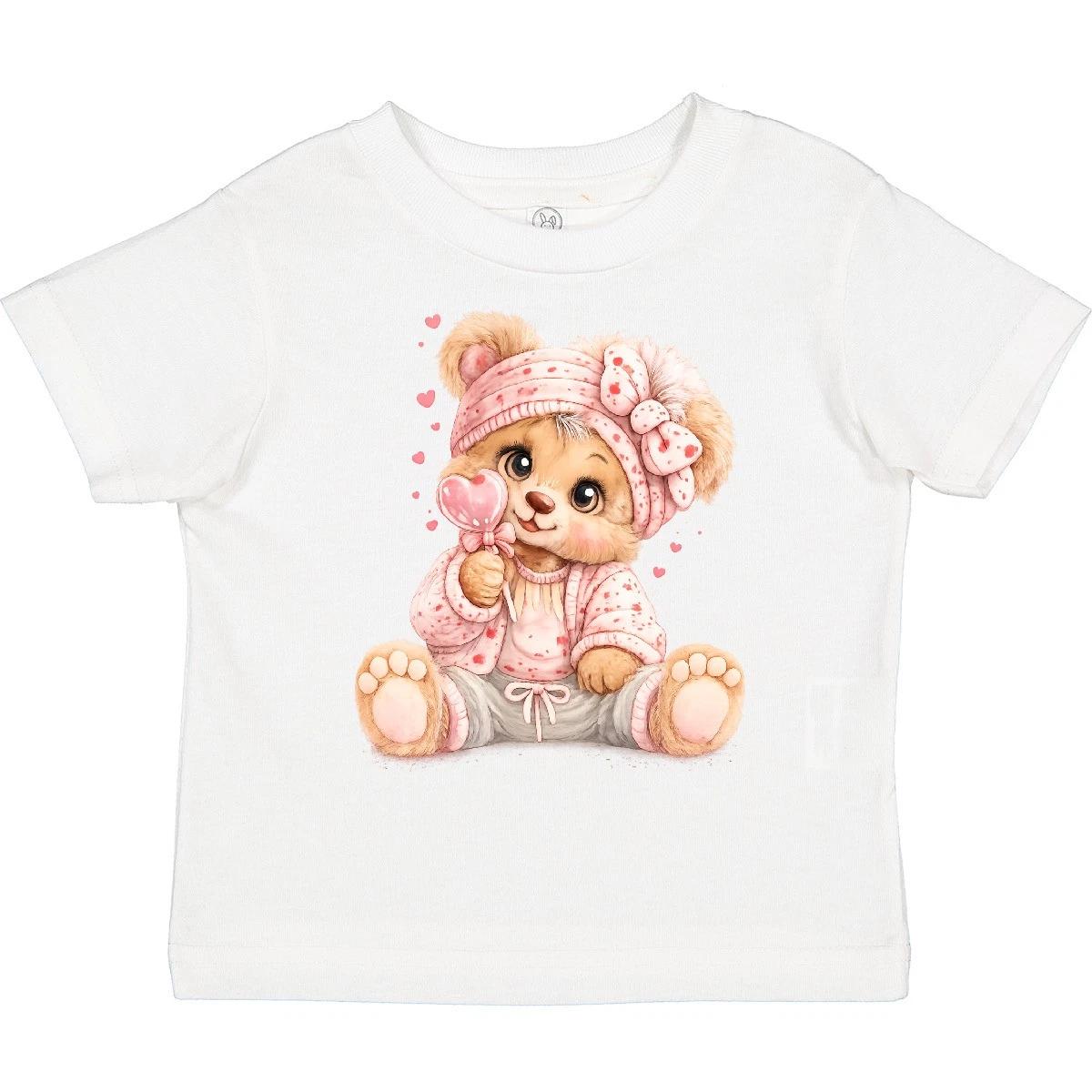 Inktastic Cute Pink Teddy Bear Toddler T-Shirt Heart Animal Love Affection Bib 140