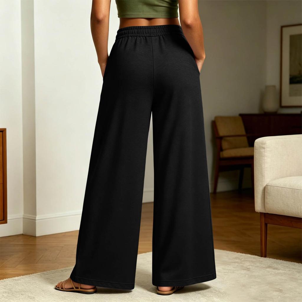 Women's Casual Retro Wide Leg Pants with Pockets for Everyday Wear