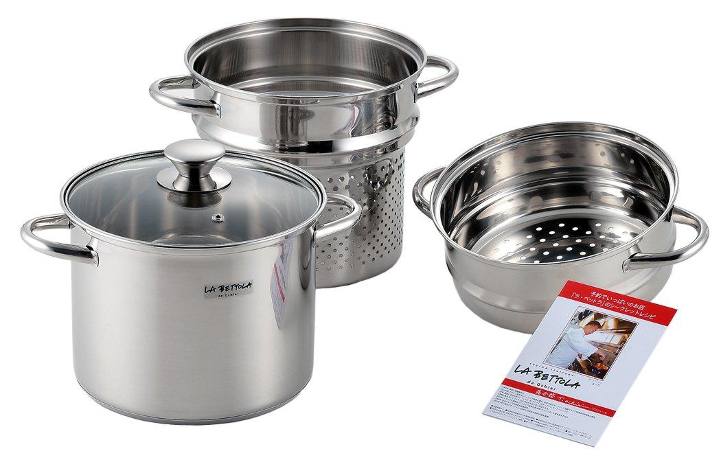 

Tamahashi Tsutomu Ochiai IH200V Compatible Steam Pasta Pot 20cm Silver & LB-177