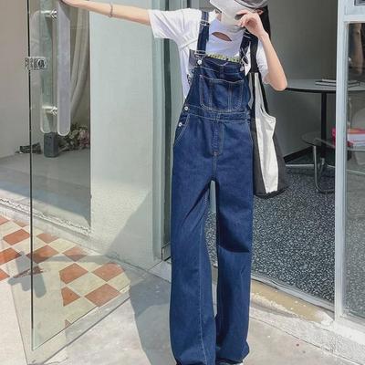 2025 Spring/Autumn Women's High-Waist Slimming Wide-Leg Denim Overalls