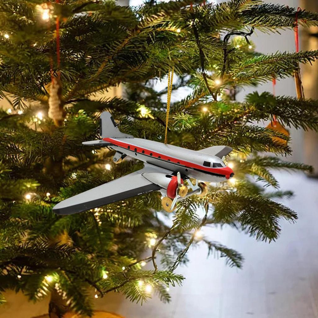 Small Airplane Model Christmas Decorations Xmas Tree Hanging Ornament for Themed