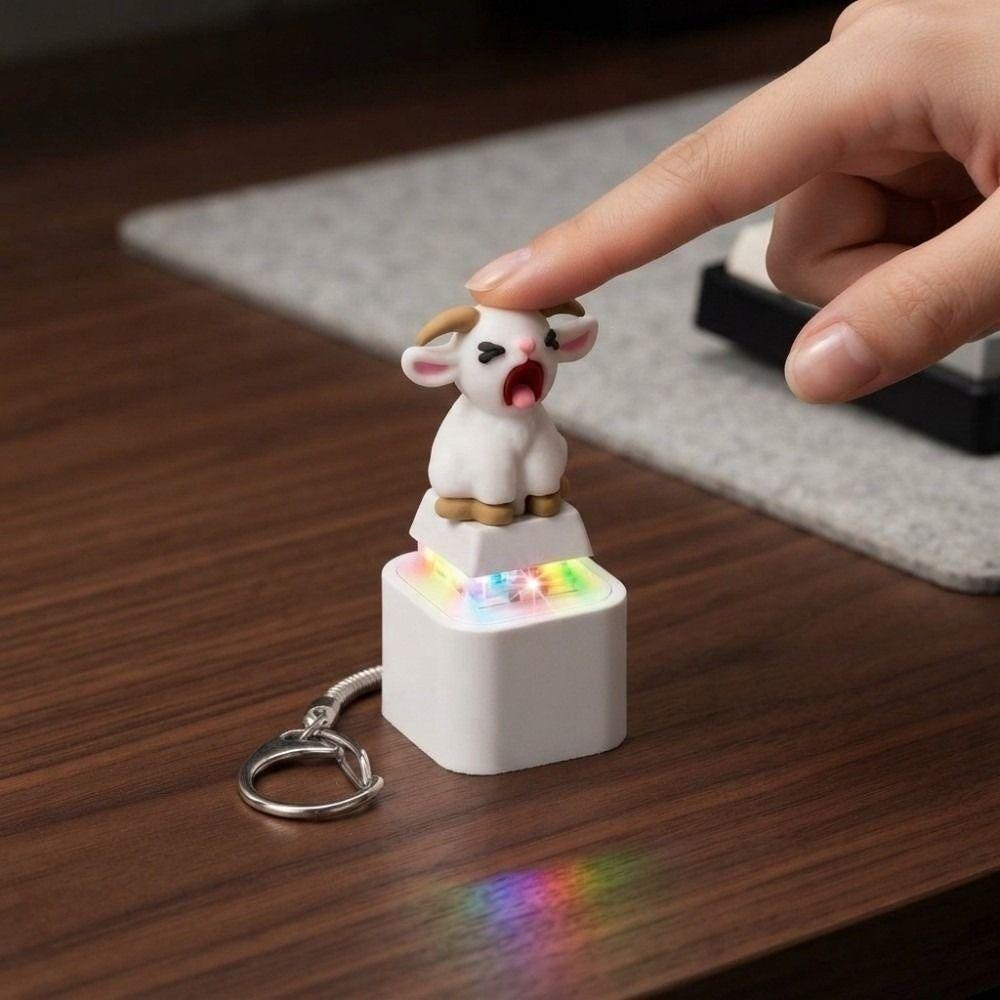 LED Glowing Screaming Goat Keychain Mechanical Click Fidget Button Toy Keyboard Lovers