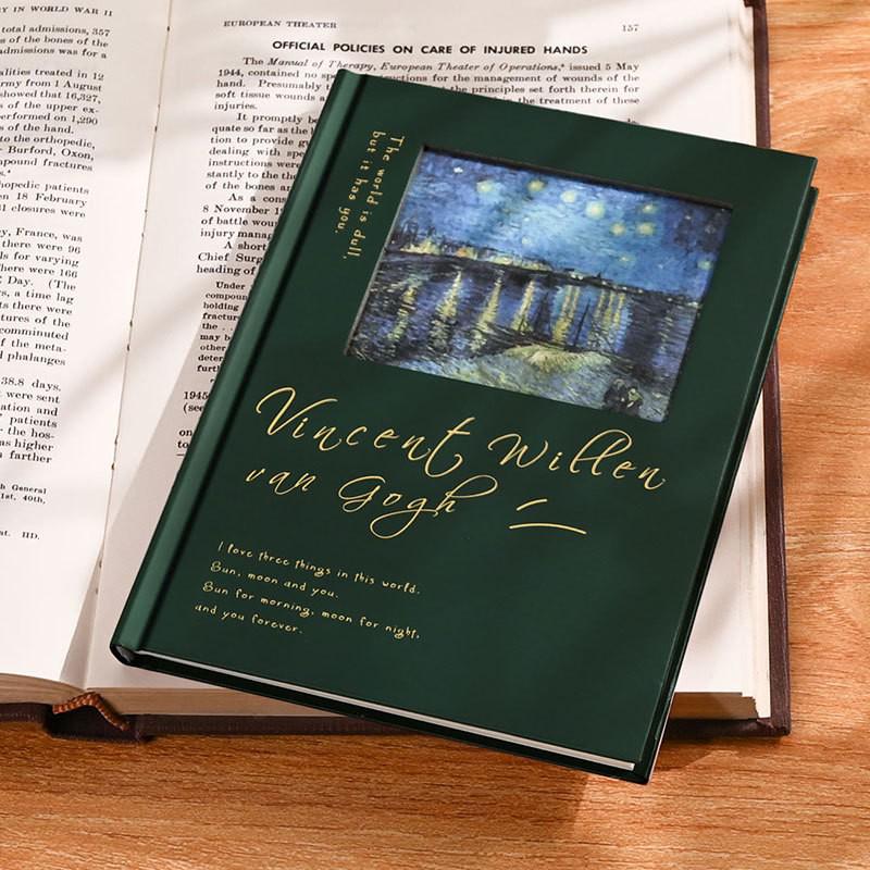 

Retro Oil Painting Style Artistic Blank Notebook: Monet & Van Gogh 140x195 mm зелений