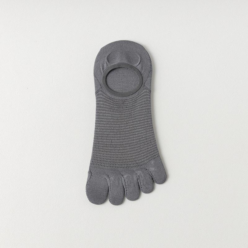 Boneless Five-Finger Socks Men S Summer Ultra-Thin Cool Invisible Boat Socks Mesh Breathable Antibacterial Deodorant Short Men S Socks One size темно-серого