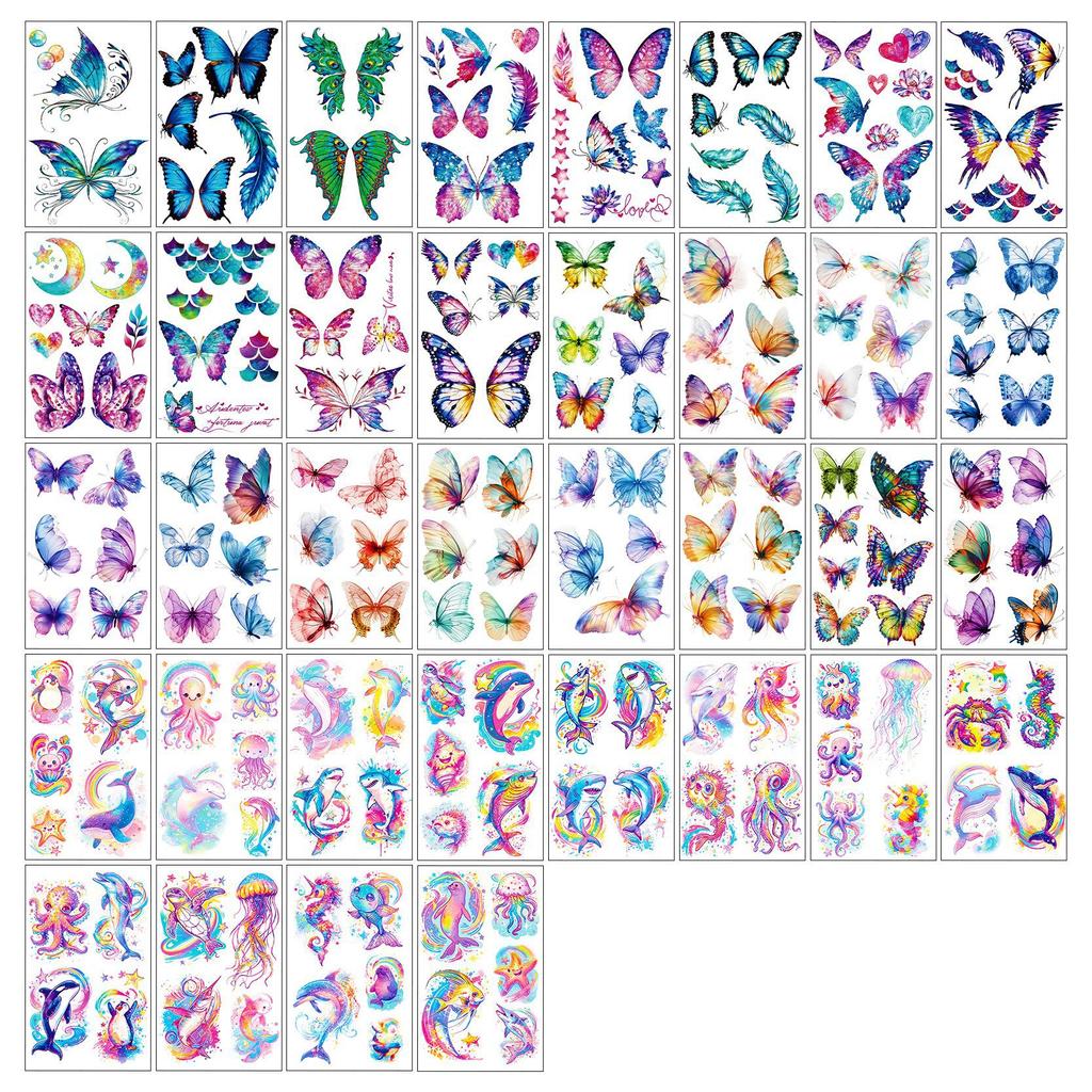 's New Fluorescent Butterfly Tattoo Sticker Music Festival KTV Concert Party Disposable Waterproof