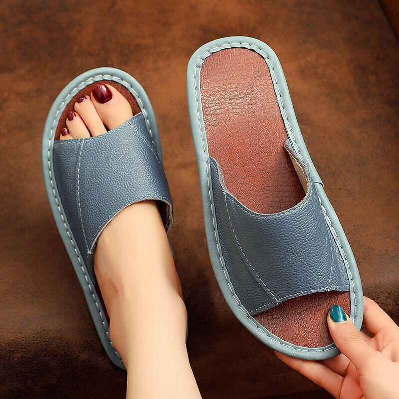 Unisex Echtleder Rindsleder Hausschuhe: Rutschfest, Bequem, Lässig und Kühl für Alle Jahreszeiten