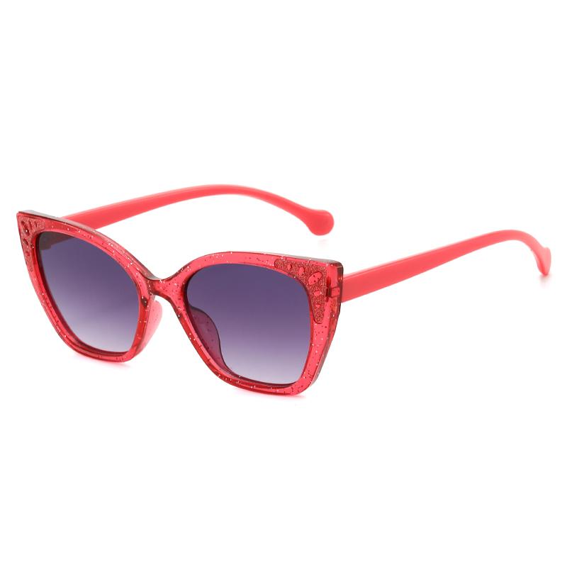 Cute Children Cat Eye Sunglasses Glitter Bling Frame Anti‑UV Fashion Boys and Girls Beach Party Sun Glasses
