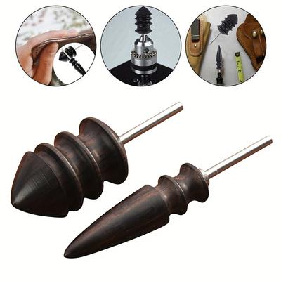 2pcs/set Leather Edge Electric Polishing Slicker Flat/Pointed Head Sandalwood Leathers Craft DIY Tools Tip Burnisher Wood Craft Tool