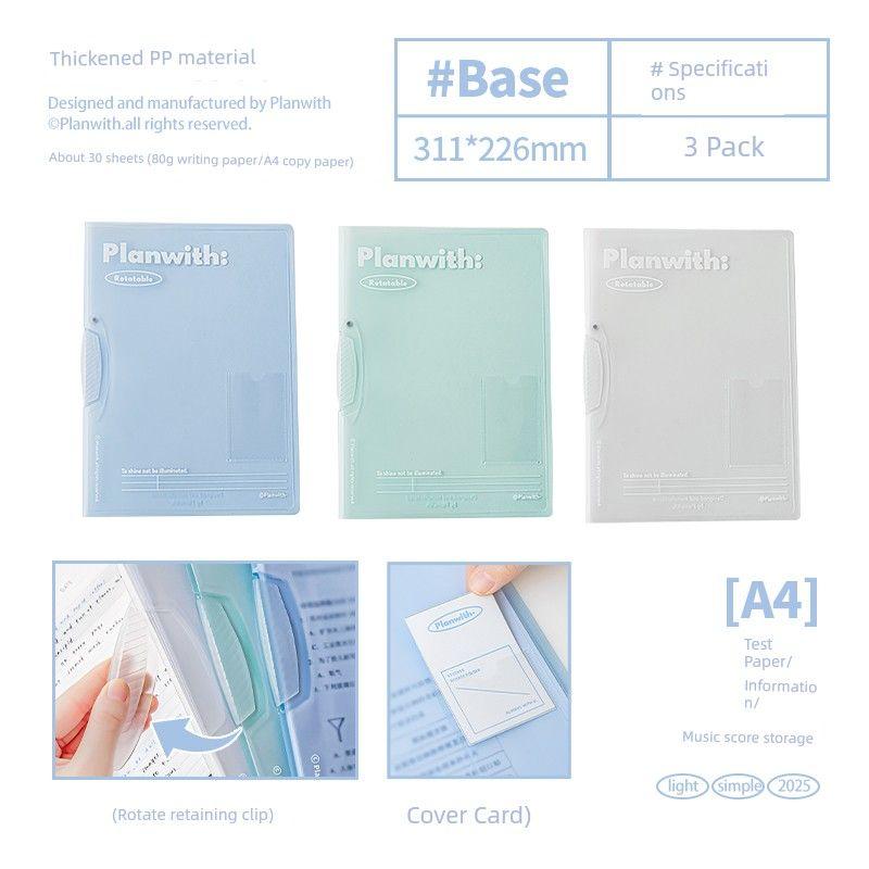 

Planwith Rotate Folder Test Paper Storage Bag A4 Folder Volume Organize Folders A3 Loose-Leaf Storage Book [A4-3 Pack] base