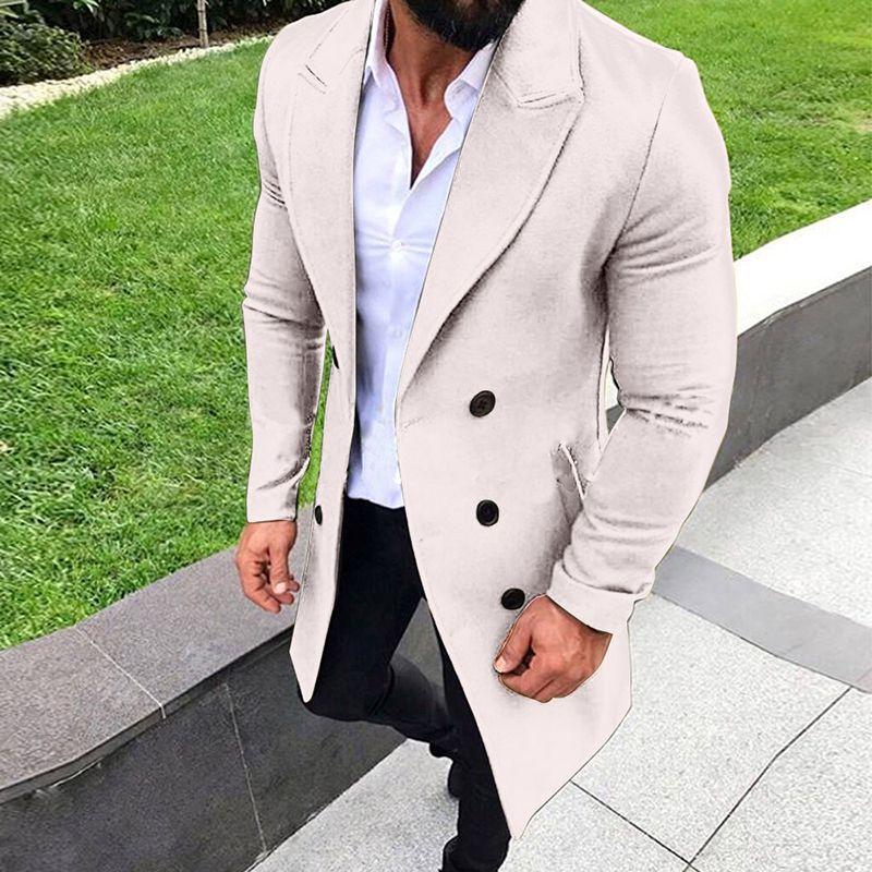 Luxurious Men's Winter Trench Coat With Warm Lapel And Hidden Shoulder Pads