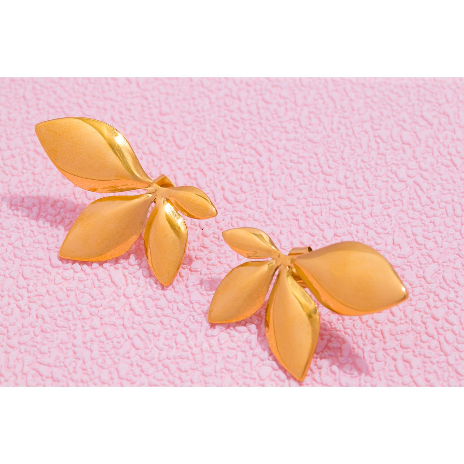 

Женские серьги в форме листьев, увеличенные и персонализированные серьги из нержавеющей стали золотой