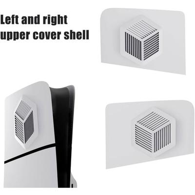 PS5 Slim Console Faceplate Cover, Left & Right Upper Cover Shell White Replacement Side Shell Skin Case with Cooling Vents, Dustproof ABS Cover Plates