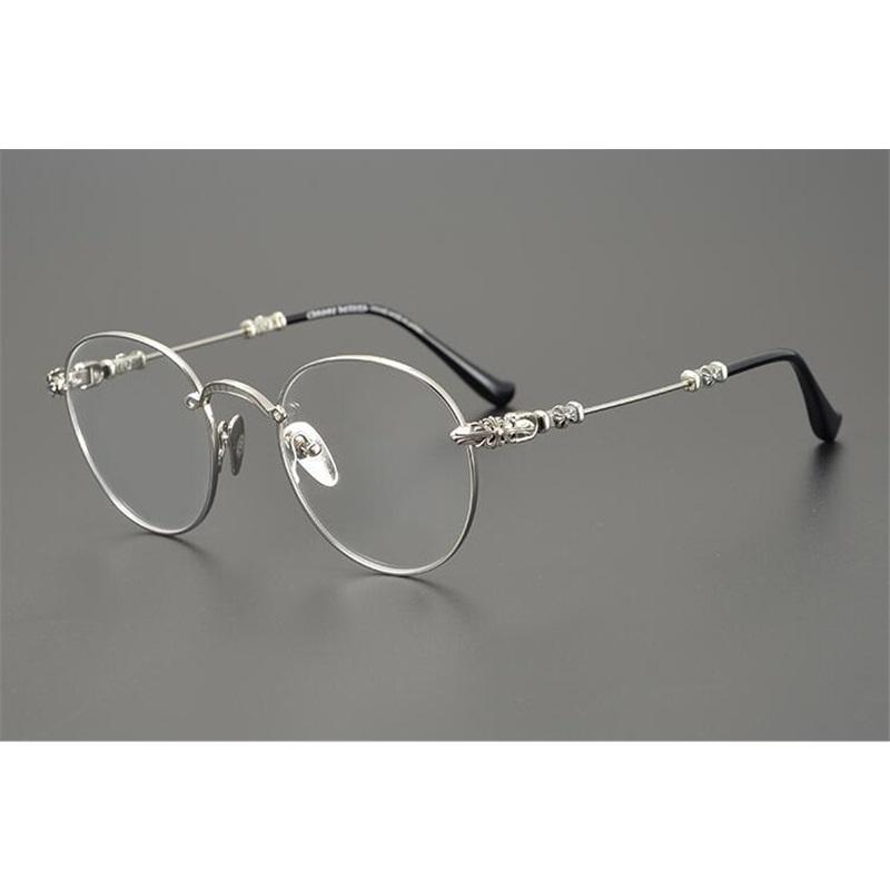 Handmade CHAR trendy and versatile glasses frame, ultra-light pure titanium retro round frame with anti-blue light myopia frame for men and women