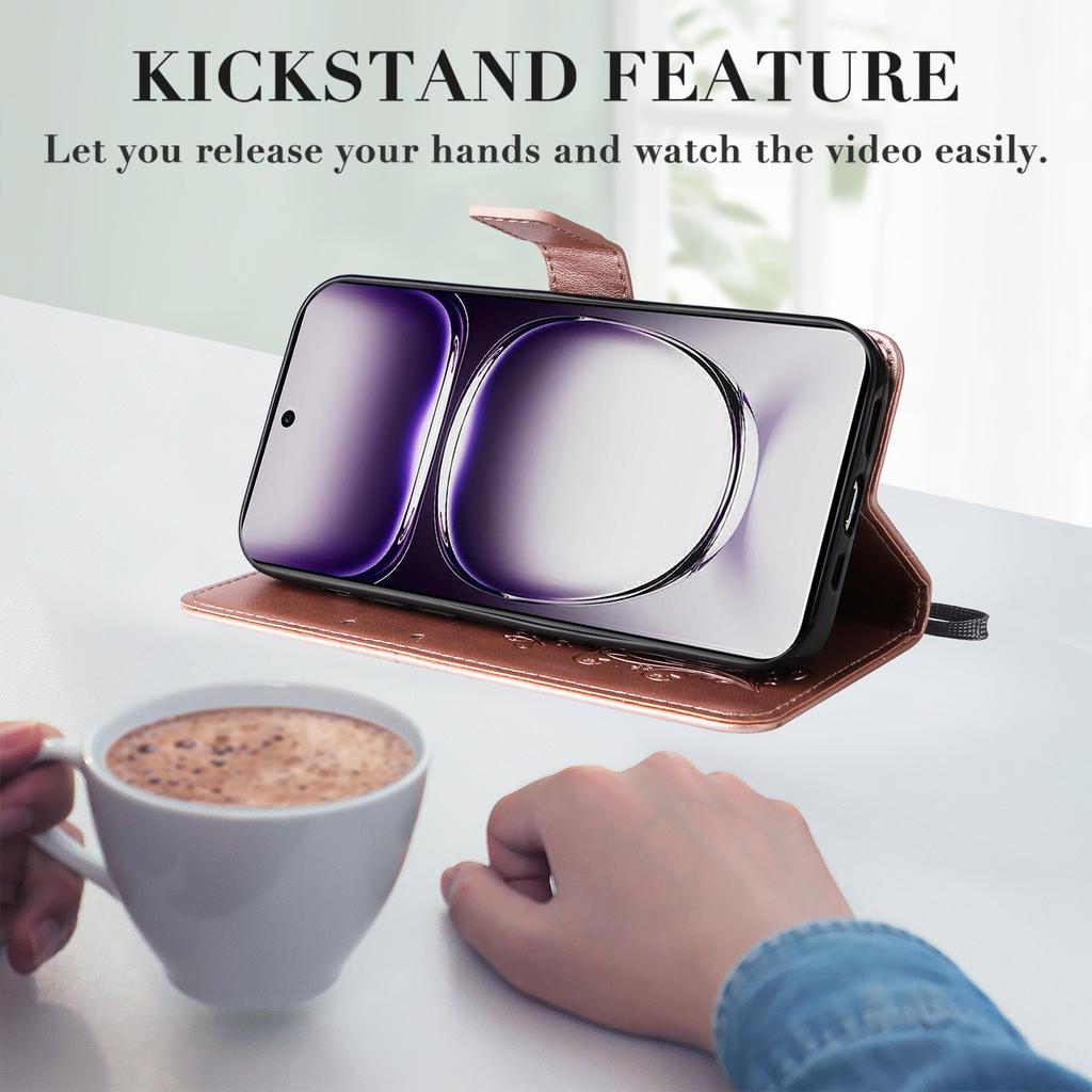 For Oppo Reno12 5G (Global) Wallet Case Floral Butterfly Imprinted Leather Phone Cover Stand