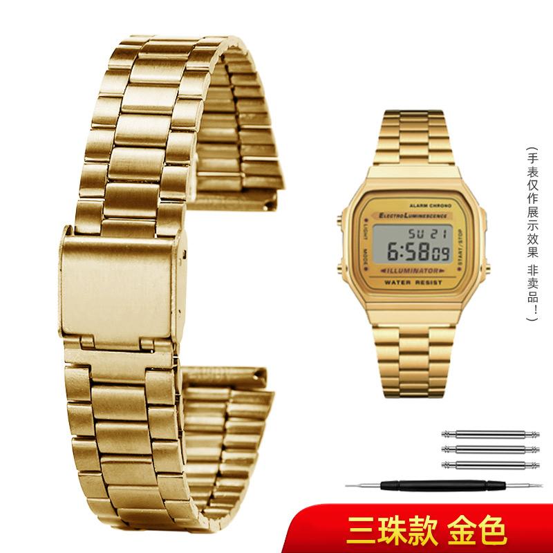 For Casio Stainless Steel watchBand A158 A159 A168 A158W F91w LA-680 AEQ-110 F91w Small Gold Watch Strap 18mm Wristband Bracelet