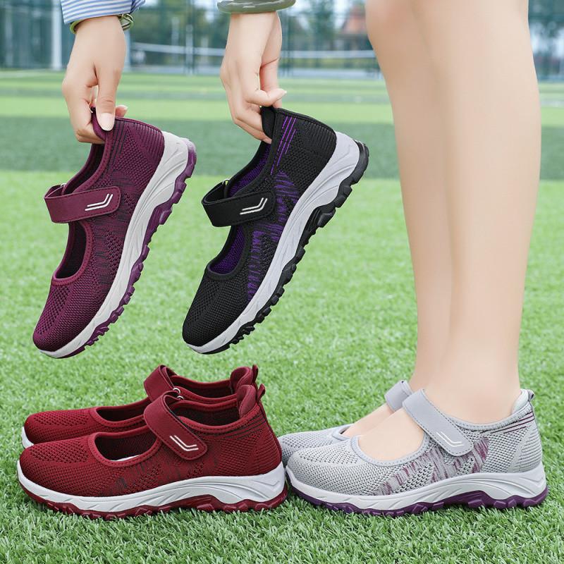 Women's Shoes Spring Women's 2025 New Casual Single Shoes Women's Shoes Breathable Velcro Middle-aged and Elderly Mother Shoes