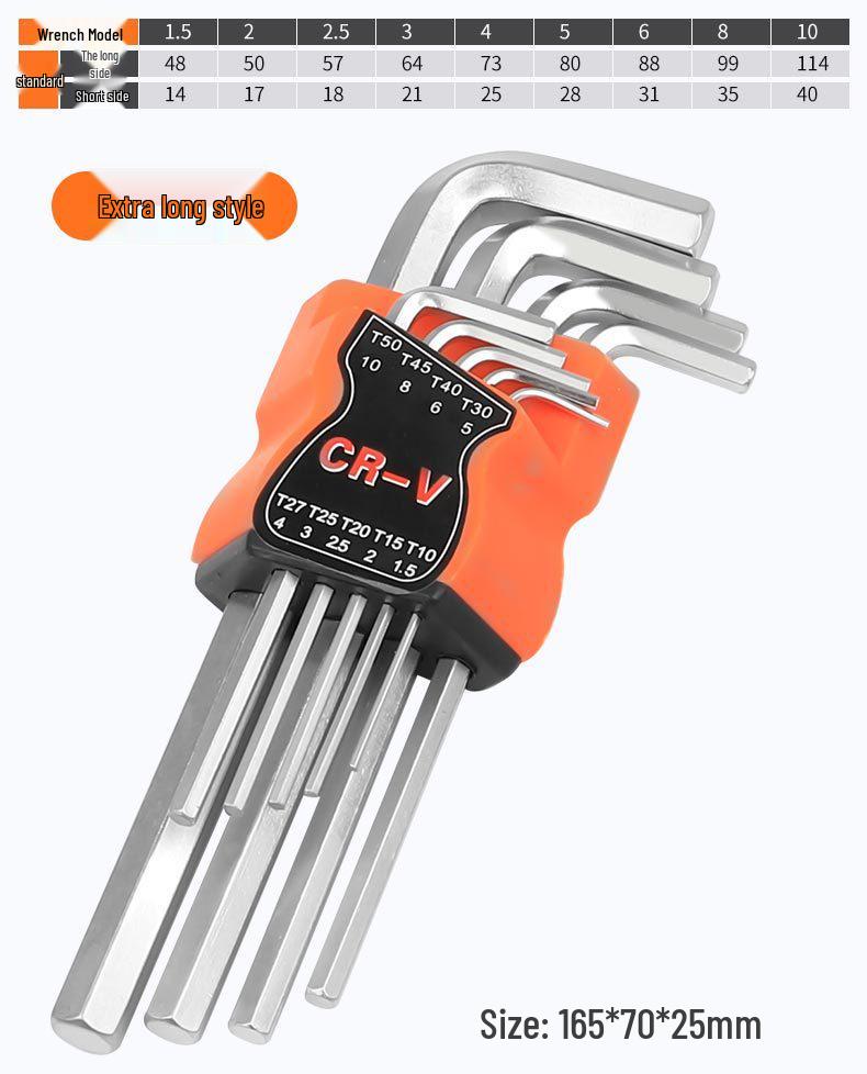 9-Piece Matte Hex Wrench Set with Flat & Ball Heads